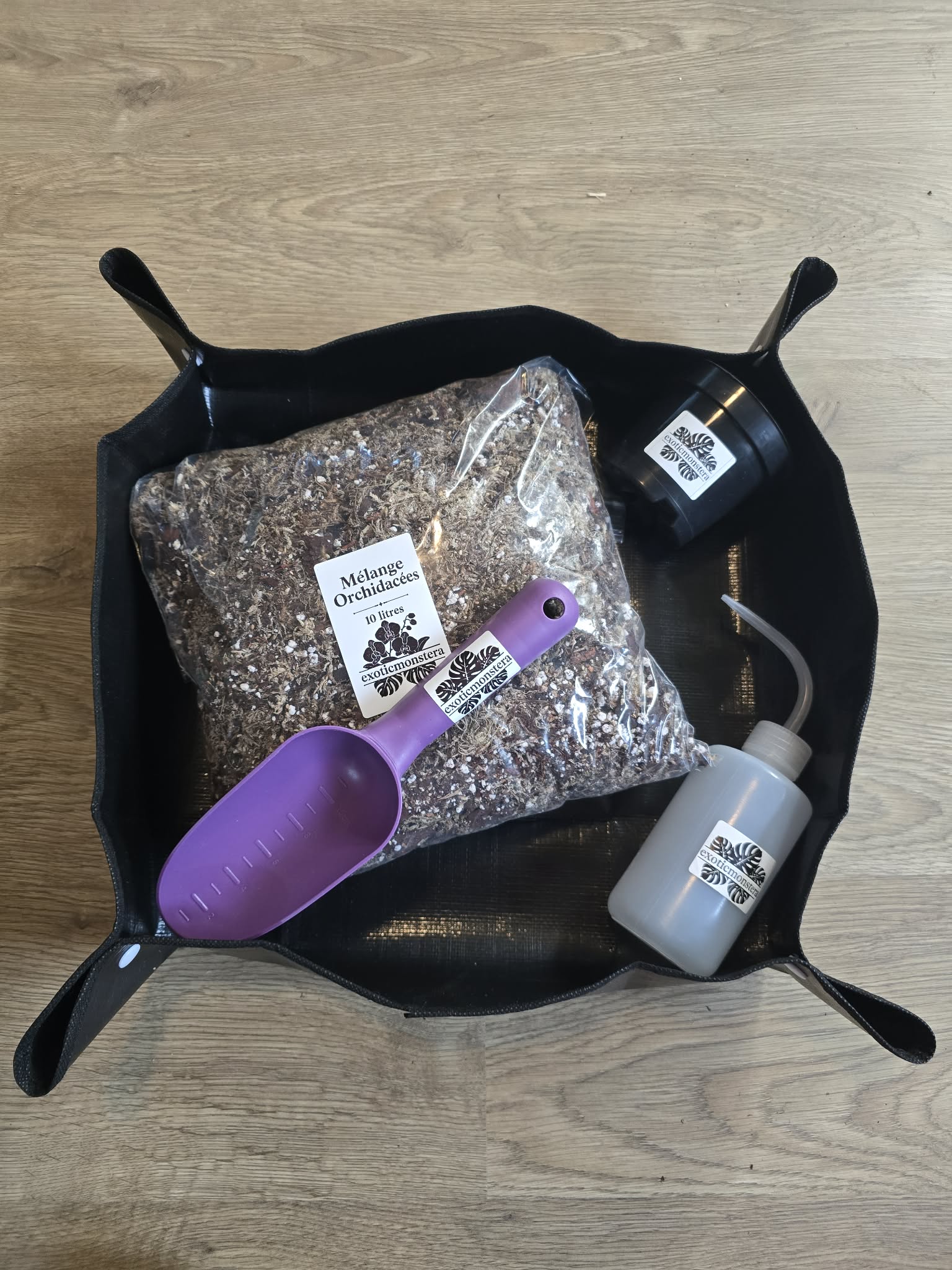 🌸 Pack Orchidées – Mélange Orchidées 10L + Pot + Pelle + Poire d’Arrosage 🪴💧