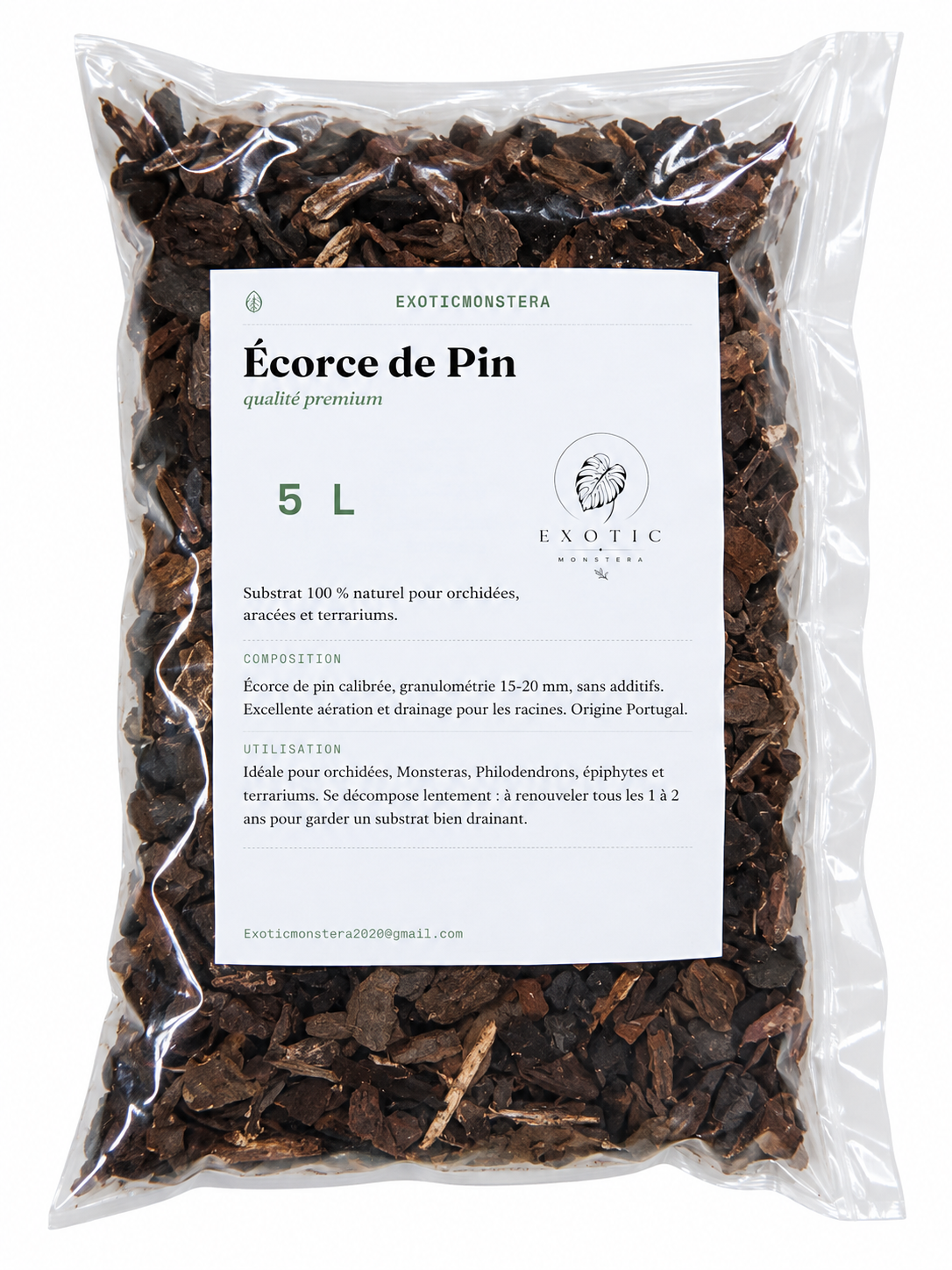 Écorces de Pin Premium 🌿 – Substrat Drainant Naturel Idéal pour les Orchidées, Monsteras & Plantes Tropicales