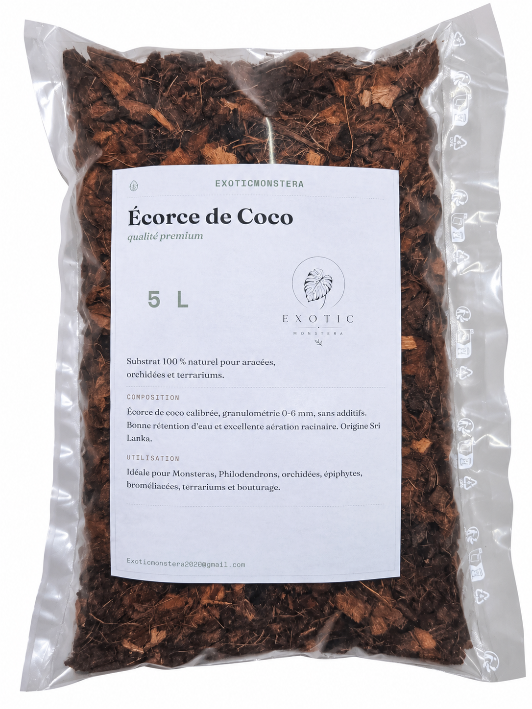 Écorces de Coco Premium 🌿 – Substrat Naturel Drainant Idéal pour les Monsteras, Orchidées & Plantes Tropicales